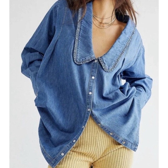 Free People Tops - Free People Charlie Button Denim Shirt Tunic